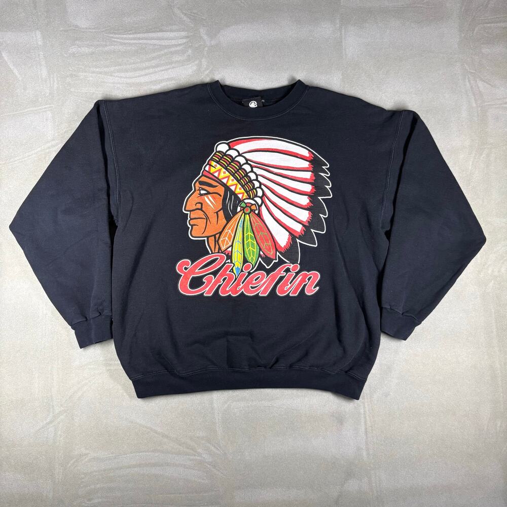 Enemy Of The State Chiefin Crewneck‎ Sweatshirt Mens Large USA Made Black